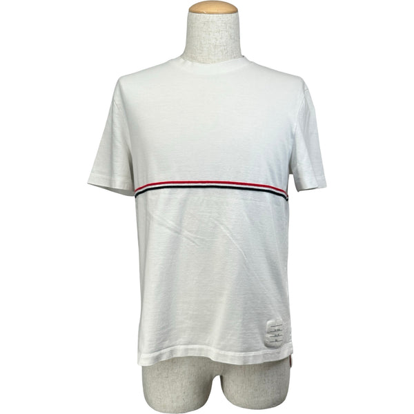 トムブラウン THOM BROWNE トリコロール半袖Tシャツ MJS221A ホワイト