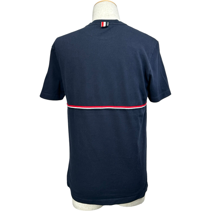 トムブラウン THOM BROWNE トリコロール半袖Tシャツ MJS221A ネイビー