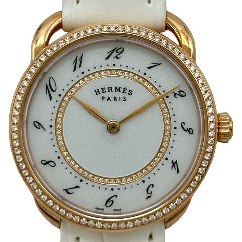 エルメス HERMES アルソー AR13.471 ホワイト ピンクゴールド クオーツ