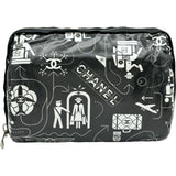 シャネル CHANEL エアラインポーチ 22番台 ブラック/ホワイト/シルバー金具 ナイロン レディース ポーチ
