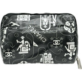 シャネル CHANEL エアラインポーチ 22番台 ブラック/ホワイト/シルバー金具 ナイロン レディース ポーチ
