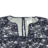 シャネル CHANEL カメリアレース半袖カットソー P47412 ネイビー コットン レディース カットソー