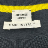 エルメス HERMES ツイルレーヌ切替半袖ニットカットソー ネイビー シルク レディース カットソー