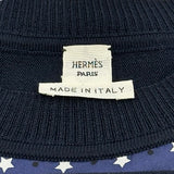 エルメス HERMES ツイルレーヌ切替ニットワンピース ネイビー シルク レディース ワンピース