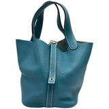 エルメス HERMES ピコタンロックPM □P刻印 ブルージーン/シルバー金具 トリヨン レディース ハンドバッグ