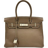 エルメス HERMES バーキン30 ▢L刻印 エトゥープ シルバー金具 トゴ レディース ハンドバッグ