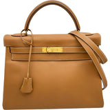 エルメス HERMES ケリー32 〇U刻 ナチュラル ゴールド金具 クシュベル レディース ショルダーバッグ