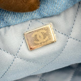 シャネル CHANEL CHANEL22 スモール AS3260 ライトブルー シルバー金具 デニム レディース ショルダーバッグ
