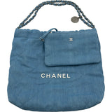 シャネル CHANEL CHANEL22 スモール AS3260 ライトブルー シルバー金具 デニム レディース ショルダーバッグ