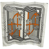 エルメス HERMES カレ90 QUADRIGE ホワイト/グレー/オレンジ シルク レディース スカーフ