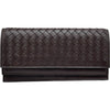ボッテガ・ヴェネタ BOTTEGA VENETA イントレチャート二つ折り財布 143305 ブラウン レザー レディース 長財布