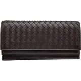 ボッテガ・ヴェネタ BOTTEGA VENETA イントレチャート二つ折り財布 143305 ブラウン レザー レディース 長財布