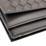 ボッテガ・ヴェネタ BOTTEGA VENETA イントレチャート二つ折り財布 143305 ブラウン レザー レディース 長財布