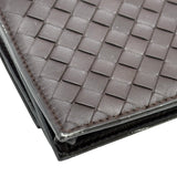 ボッテガ・ヴェネタ BOTTEGA VENETA イントレチャート二つ折り財布 143305 ブラウン レザー レディース 長財布