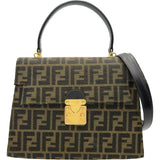 フェンディ FENDI ズッカ柄2WAYハンドバッグ ブラウン ゴールド金具 キャンバス レディース ハンドバッグ