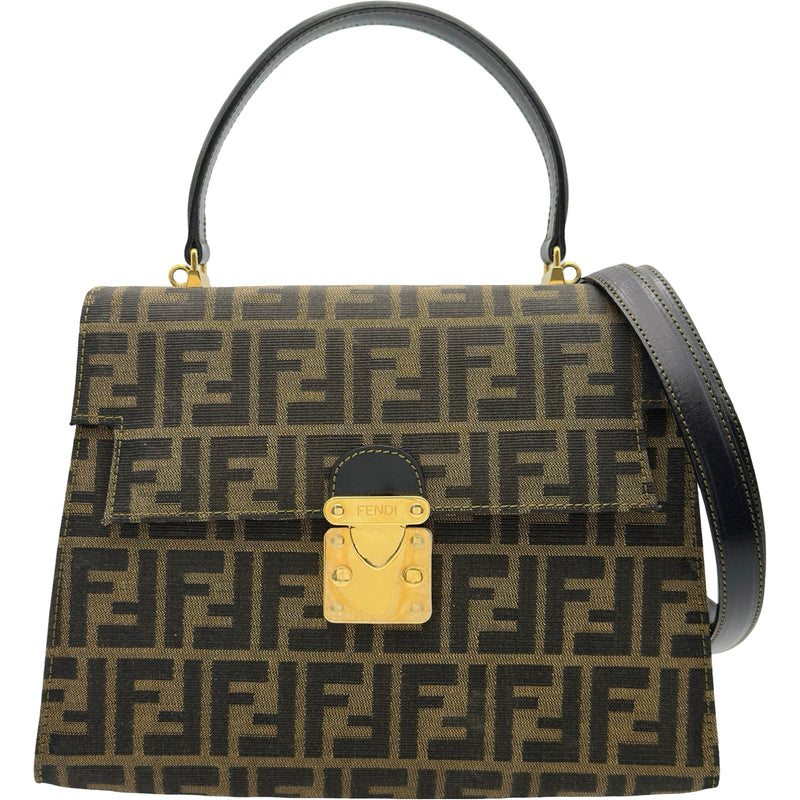 FENDI ズッカ柄ハンドバッグ フェンディ FENDI ズッカ柄2WAYハンドバッグ ブラウン ゴールド金具