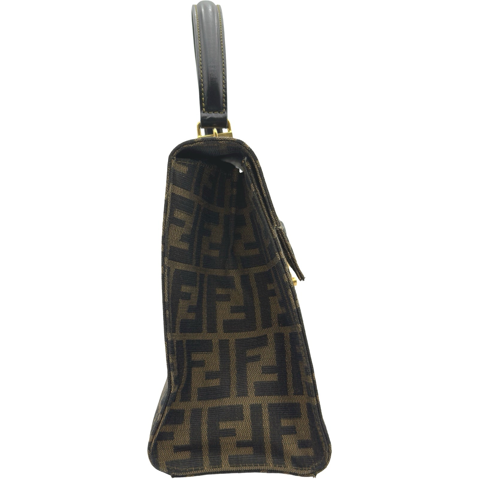 フェンディ FENDI ズッカ柄2WAYハンドバッグ ブラウン ゴールド金具