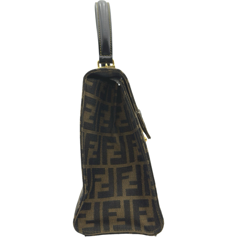 フェンディ FENDI ズッカ柄2WAYハンドバッグ ブラウン ゴールド金具