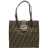 フェンディ FENDI ズッカ柄トートバッグ ブラウン キャンバス/レザー レディース トートバッグ
