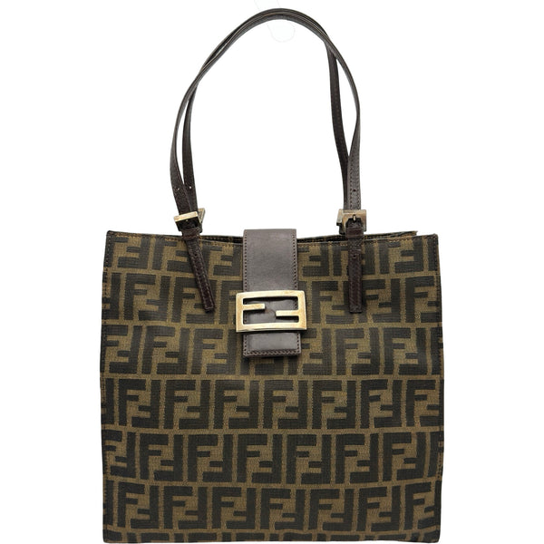 フェンディ FENDI ズッカ柄トートバッグ ブラウン キャンバス/レザー