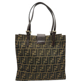 フェンディ FENDI ズッカ柄トートバッグ ブラウン キャンバス/レザー レディース トートバッグ