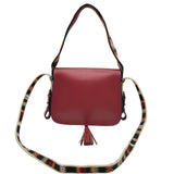 クリスチャン・ディオール Christian Dior ロゴダブルハンドルタッセルショルダーバッグ レッド ゴールド金具 レザー レディース ショルダーバッグ