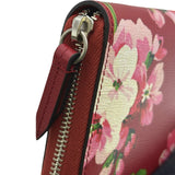 グッチ GUCCI ブルームスラウンドファスナー財布 410102 レッド シルバー金具 レザー レディース 長財布