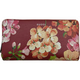 グッチ GUCCI ブルームスラウンドファスナー財布 410102 レッド シルバー金具 レザー レディース 長財布