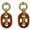 エルメス HERMES ピアスユリディスPM オレンジ/ゴールド バッファローホン・ラッカー/メタル アクセサリー