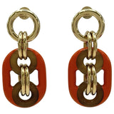 エルメス HERMES ピアスユリディスPM オレンジ/ゴールド バッファローホン・ラッカー/メタル アクセサリー