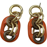 エルメス HERMES ピアスユリディスPM オレンジ/ゴールド バッファローホン・ラッカー/メタル アクセサリー