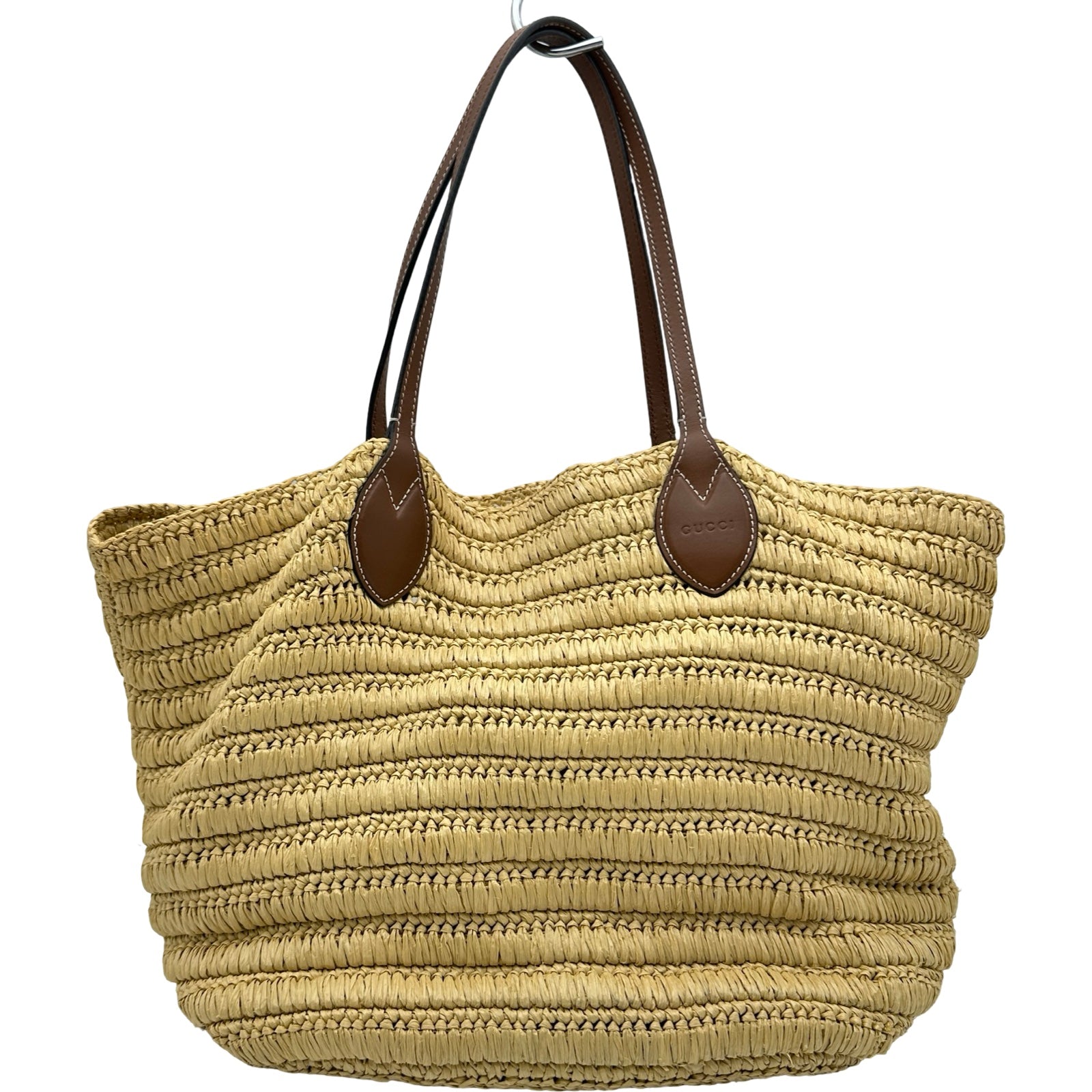 廃盤品 グッチ トートバッグ ラフィア グッチ GUCCI GGロゴラフィアトート 836506 ベージュ ラフィア/レザー