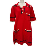 グッチ GUCCI GGボタン半袖ポロ半袖ワンピース 661678 レッド コットン レディース ワンピース