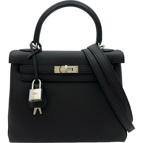 エルメス HERMES ケリー25 内縫い K刻印 ブラック マットシルバー金具