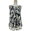 マックスマーラ Max Mara 花柄シルクノースリーブブラウス 61610367 ネイビー シルク レディース ブラウス
