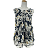 マックスマーラ Max Mara 花柄シルクノースリーブブラウス 61610367 ネイビー シルク レディース ブラウス