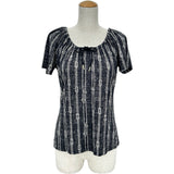 マックスマーラ Max Mara ロープストライプ半袖Tシャツ ネイビー レーヨン レディース 半袖Ｔシャツ