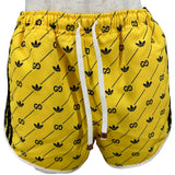 グッチ GUCCI ×adidas ロゴ総柄ショートパンツ 693439 イエロー ポリエステル レディース ショートパンツ