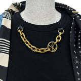 ルイ・ヴィトン LOUIS VUITTON モノグラムウェーブスカーフノースリーブTシャツ FPTS04 ブラック コットン レディース タンクトップ