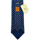エルメス HERMES 総柄ネクタイ ネイビー シルク メンズ ネクタイ