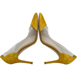 Gianvito Rossi クリアスウェード切替パンプス イエロー スウェード レディース パンプス