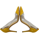 Gianvito Rossi クリアスウェード切替パンプス イエロー スウェード レディース パンプス