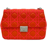 クリスチャン・ディオール Christian Dior ニューロックカナージュショルダーバッグ オレンジ シルバー金具 レザー レディース ショルダーバッグ