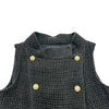 シャネル CHANEL パールボタンノースリーブワンピース P46193 ブラック シルク レディース ワンピース