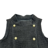 シャネル CHANEL パールボタンノースリーブワンピース P46193 ブラック シルク レディース ワンピース