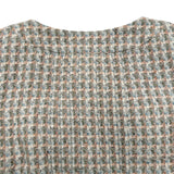 シャネル CHANEL カメリアボタンツイードジャケット P44989 ピンク シルク レディース ノーカラージャケット