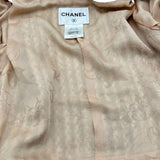 シャネル CHANEL カメリアボタンツイードジャケット P44989 ピンク シルク レディース ノーカラージャケット