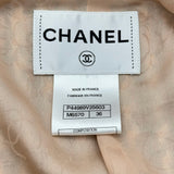 シャネル CHANEL カメリアボタンツイードジャケット P44989 ピンク シルク レディース ノーカラージャケット
