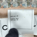 シャネル CHANEL カメリアボタンツイードジャケット P44989 ピンク シルク レディース ノーカラージャケット