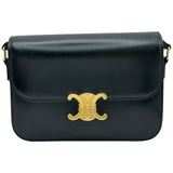 セリーヌ CELINE クラシックトリオンフバッグ ミディアム 187363 ブラック ゴールド金具 シャイニーカーフ レディース ショルダーバッグ